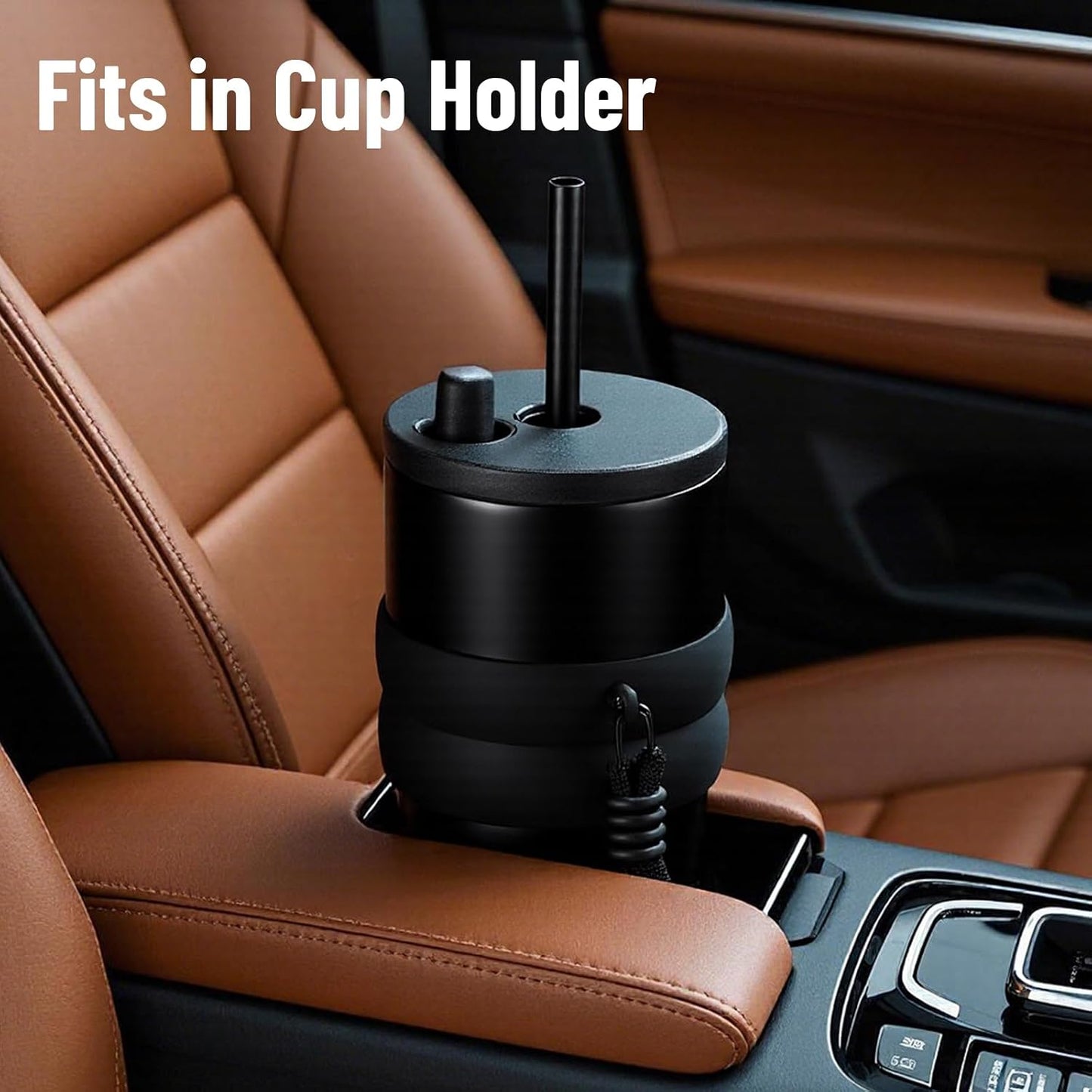 Spill Proof Tumbler with Straw, Slim Stainless Steel Water Bottle | 20oz; Leak-proof lid and retractable straw carry coffee for travel; vacuum-insulated design; For standard car cup holders.
