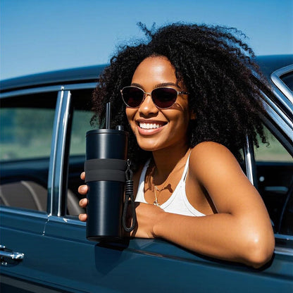 Spill Proof Tumbler with Straw, Slim Stainless Steel Water Bottle | 20oz; Leak-proof lid and retractable straw carry coffee for travel; vacuum-insulated design; For standard car cup holders.
