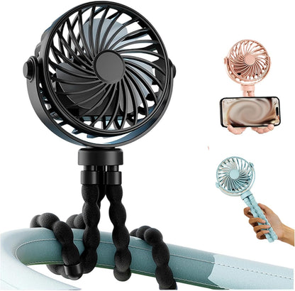 Rechargeable Octopus Pram & Stroller Fan - Keep Baby Cool on the Go (pink)