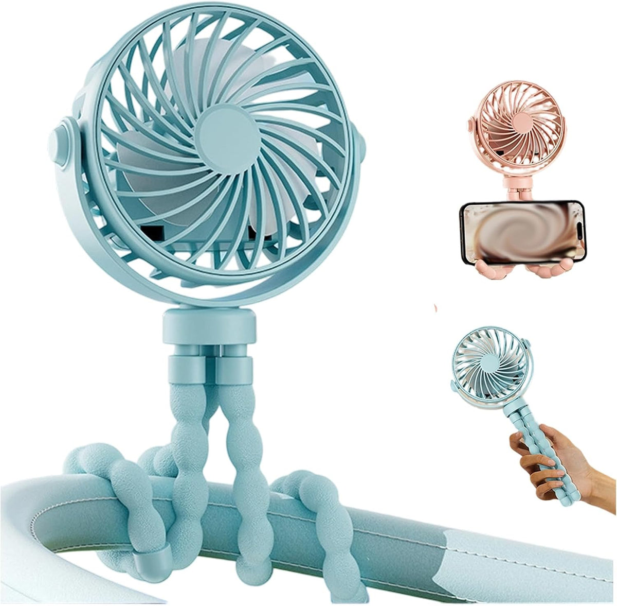 Rechargeable Octopus Pram & Stroller Fan - Keep Baby Cool on the Go (pink)