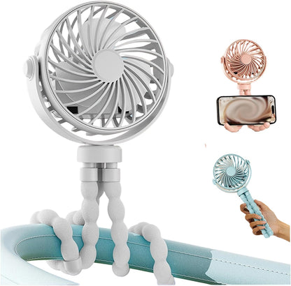 Rechargeable Octopus Pram & Stroller Fan - Keep Baby Cool on the Go (pink)