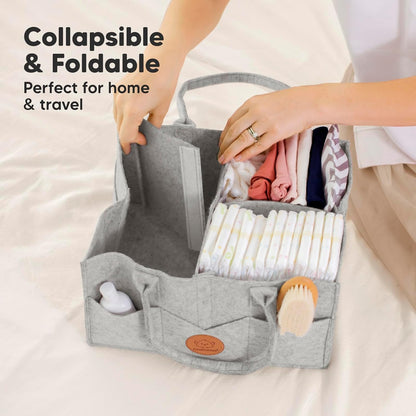 Portable Diaper Changing Pad and Baby Diaper Caddy Organizer - Waterproof Foldable Baby Changing Mat - Large Baby Organizer for Nursery, Foldable Baby Diaper Clutch