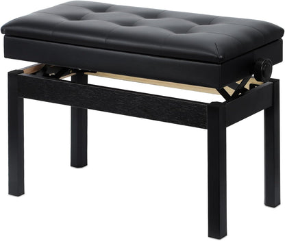 Adjustable Double/Duet Piano Bench,Solid Wood Piano Chair,Waterproof Piano Seat with Storage for Music Books & Leather Cushion,Heavy Duty Piano Stool for Keyboard Piano