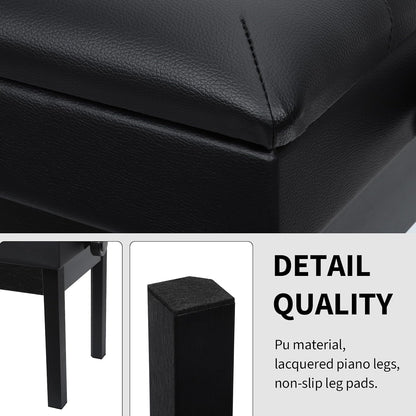 Adjustable Double/Duet Piano Bench,Solid Wood Piano Chair,Waterproof Piano Seat with Storage for Music Books & Leather Cushion,Heavy Duty Piano Stool for Keyboard Piano