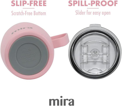 18 oz Insulated Coffee Mug - Stainless Steel Travel Cup with Easy-Grip Handle - Car Cup Holder Compatible - Taffy Pink