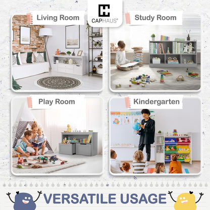 Toy Storage Organizer with 2 Wheeled Drawers, White, Playroom Organization and Storage, Floor Toy Box with Wheels and Shelf, for Kids, Boys and Girls, Nursery, Playroom and Bedroom