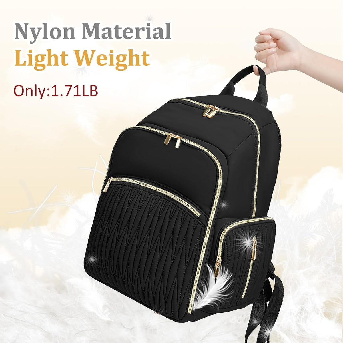 Diaper Bag Backpack - Baby Diaper Bag with Diaper Changing Pad Quilted Travel Diaper Backpack with 16 Pockets Waterproof Mommy Bag Large Baby Shower Gifts for Mom & Dad-Black