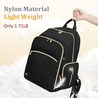Diaper Bag Backpack - Baby Diaper Bag with Diaper Changing Pad Quilted Travel Diaper Backpack with 16 Pockets Waterproof Mommy Bag Large Baby Shower Gifts for Mom & Dad-Black