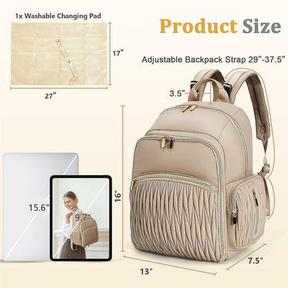 Diaper Bag Backpack - Baby Diaper Bag with Diaper Changing Pad Quilted Travel Diaper Backpack with 16 Pockets Waterproof Mommy Bag Large Baby Shower Gifts for Mom & Dad-Black