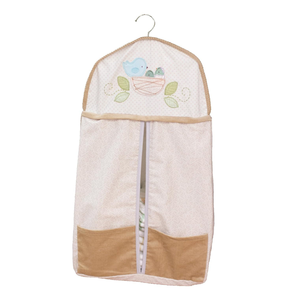 Nesting Birdies Diaper Stacker - Rustic, Beige, 2 Compartments, Holds 72 Small Diapers