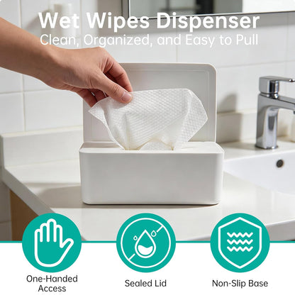 2 Pack Wipes Dispenser Compatible with Cottonelle Refill Pack, Flushable Wet Wipes Container, Wipe Holder with Lid to Keep Wipes Fresh, Refillable Wipe Case, Dust-Proof & Non-Slip