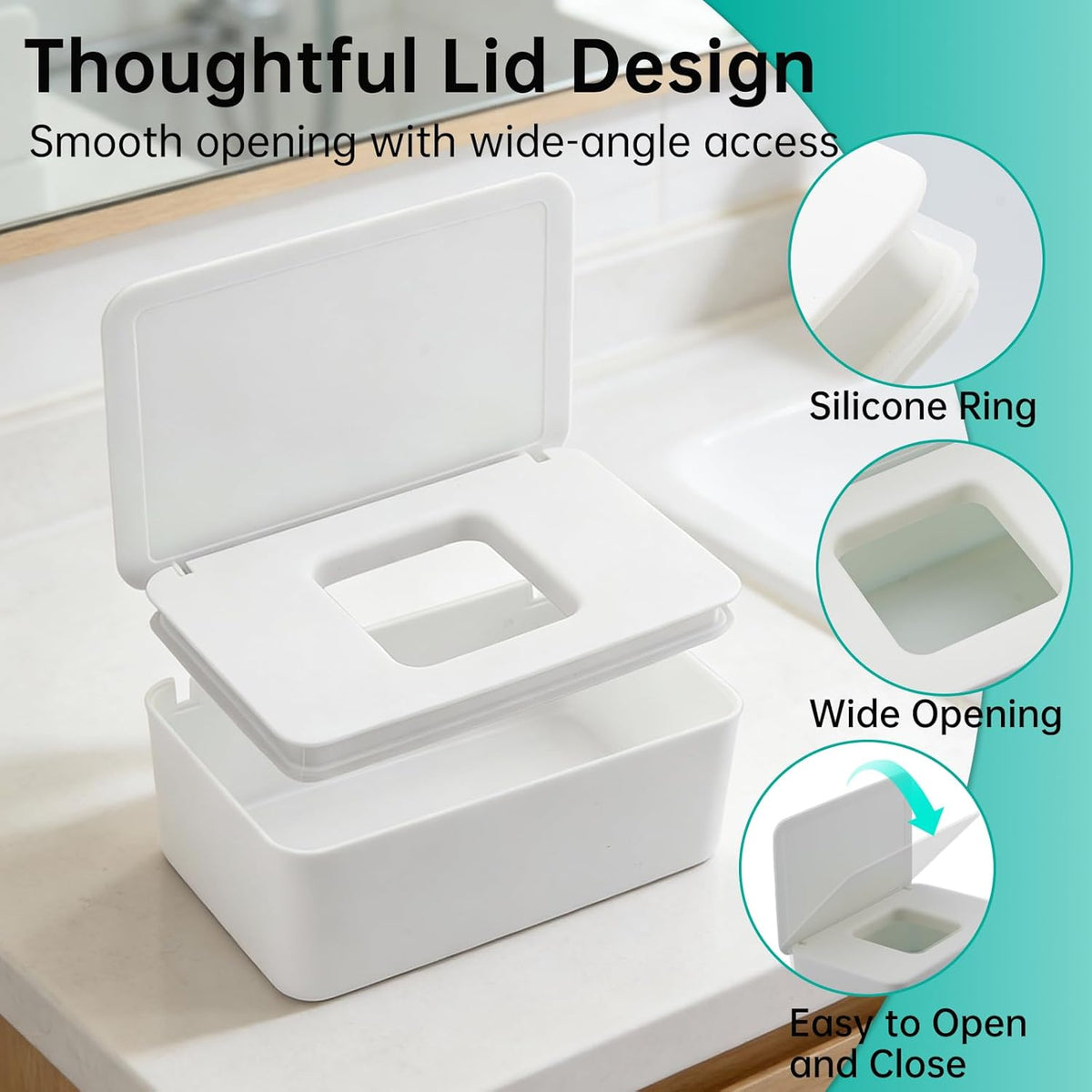 2 Pack Wipes Dispenser Compatible with Cottonelle Refill Pack, Flushable Wet Wipes Container, Wipe Holder with Lid to Keep Wipes Fresh, Refillable Wipe Case, Dust-Proof & Non-Slip