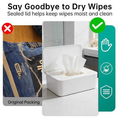 2 Pack Wipes Dispenser Compatible with Cottonelle Refill Pack, Flushable Wet Wipes Container, Wipe Holder with Lid to Keep Wipes Fresh, Refillable Wipe Case, Dust-Proof & Non-Slip