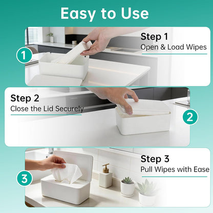 2 Pack Wipes Dispenser Compatible with Cottonelle Refill Pack, Flushable Wet Wipes Container, Wipe Holder with Lid to Keep Wipes Fresh, Refillable Wipe Case, Dust-Proof & Non-Slip