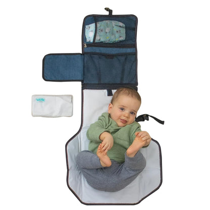Travel Changing Pad: Portable Diaper Changing Pad for Baby - Foldable Changing Mat with Pockets - Navy