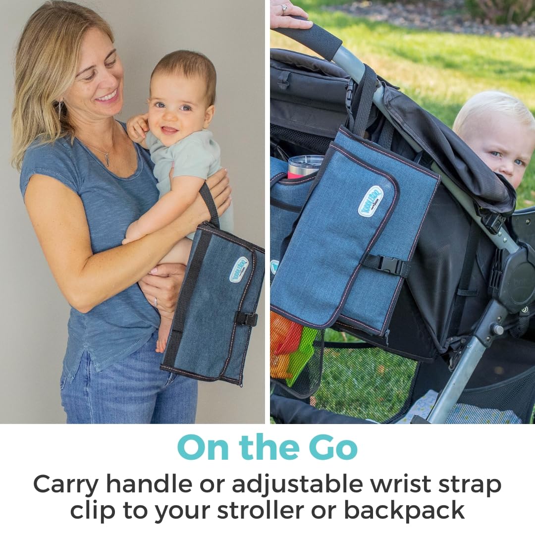 Travel Changing Pad: Portable Diaper Changing Pad for Baby - Foldable Changing Mat with Pockets - Navy