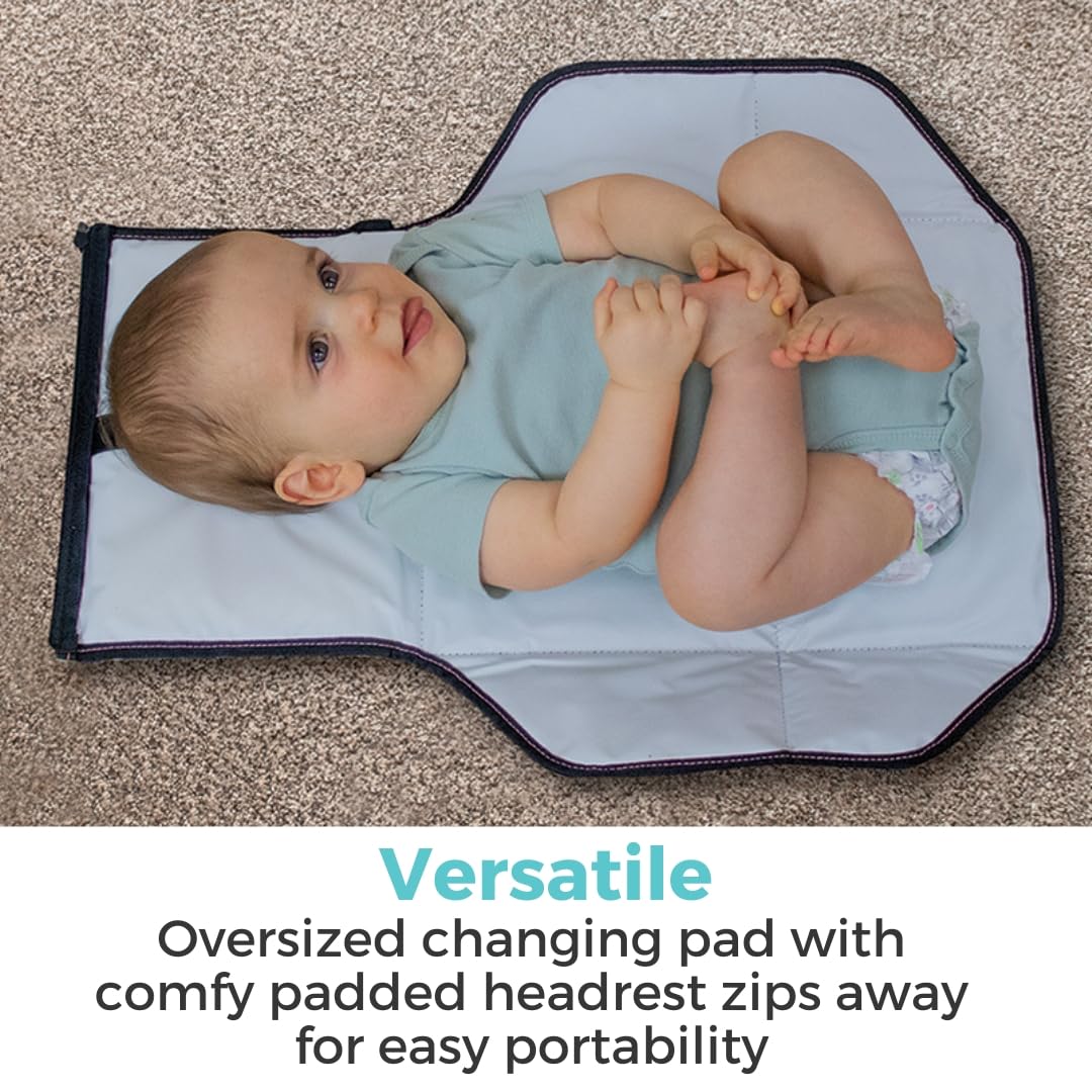 Travel Changing Pad: Portable Diaper Changing Pad for Baby - Foldable Changing Mat with Pockets - Navy