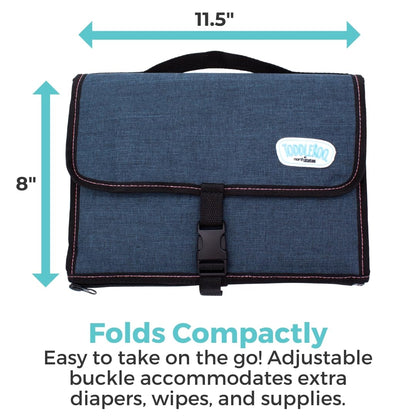 Travel Changing Pad: Portable Diaper Changing Pad for Baby - Foldable Changing Mat with Pockets - Navy
