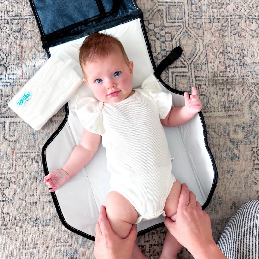 Travel Changing Pad: Portable Diaper Changing Pad for Baby - Foldable Changing Mat with Pockets - Navy