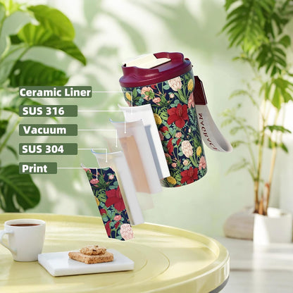MAGRACE Ceramic Lined Reusable Travel Cups with Lids 14 Oz Kitten Aesthetic | Double Wall Vacuum Insulated Mug Cat Lovers Hot & Cold Drinks, Mom Gifts Water Bottle for Women Men Friend Birthday Party