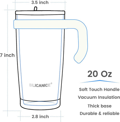 30oz Hygienic Insulated Tumbler with Handle — 100% Leakproof Lid with Removable Spout & Straw, Reinforced Vacuum-Protection Base, Cup Holder Friendly, for Travel/Gym/Office- Black