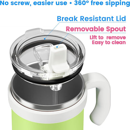 30oz Hygienic Insulated Tumbler with Handle — 100% Leakproof Lid with Removable Spout & Straw, Reinforced Vacuum-Protection Base, Cup Holder Friendly, for Travel/Gym/Office- Black