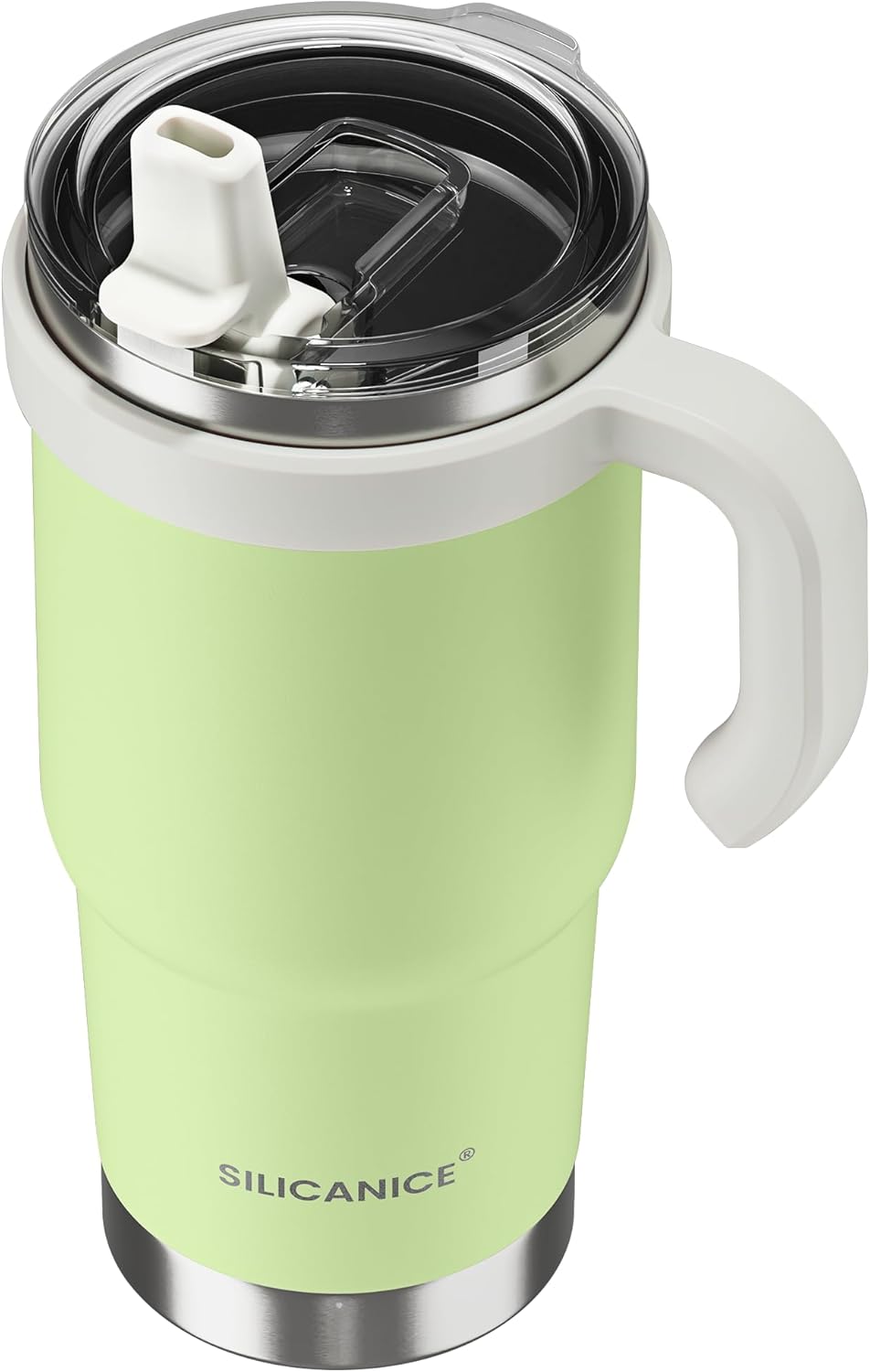 30oz Hygienic Insulated Tumbler with Handle — 100% Leakproof Lid with Removable Spout & Straw, Reinforced Vacuum-Protection Base, Cup Holder Friendly, for Travel/Gym/Office- Black