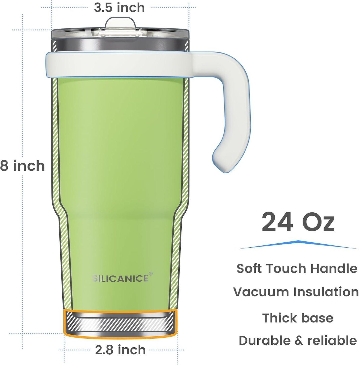 30oz Hygienic Insulated Tumbler with Handle — 100% Leakproof Lid with Removable Spout & Straw, Reinforced Vacuum-Protection Base, Cup Holder Friendly, for Travel/Gym/Office- Black