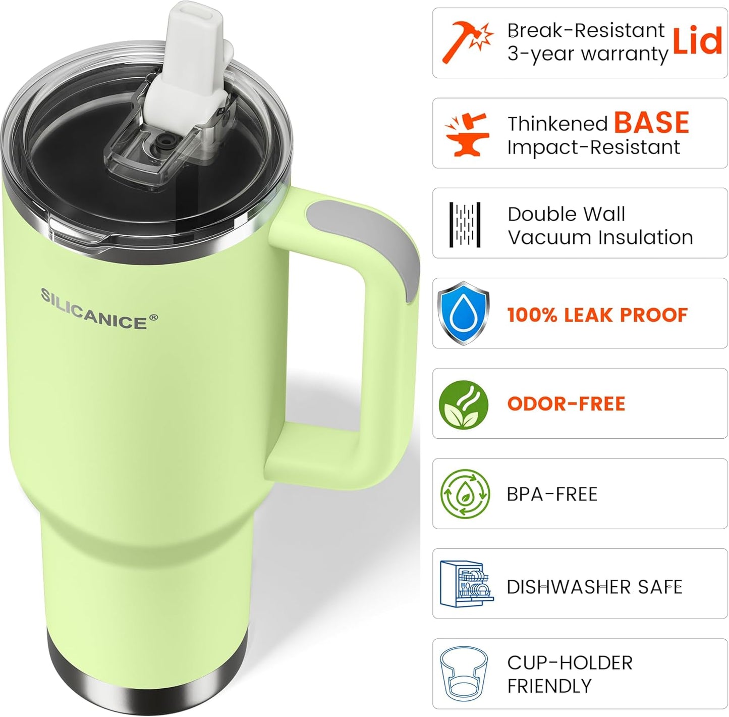 30oz Hygienic Insulated Tumbler with Handle — 100% Leakproof Lid with Removable Spout & Straw, Reinforced Vacuum-Protection Base, Cup Holder Friendly, for Travel/Gym/Office- Black