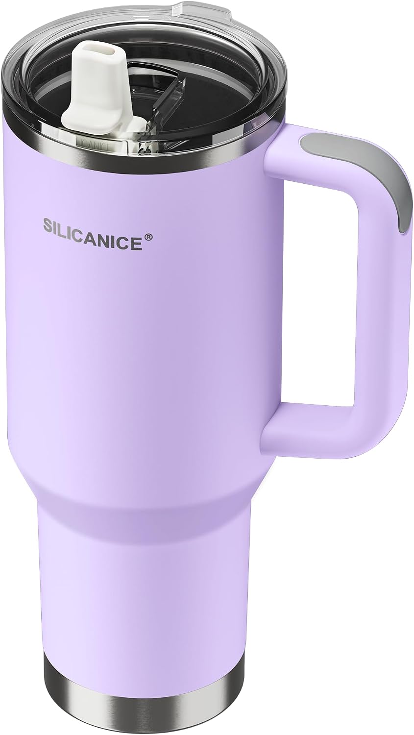 30oz Hygienic Insulated Tumbler with Handle — 100% Leakproof Lid with Removable Spout & Straw, Reinforced Vacuum-Protection Base, Cup Holder Friendly, for Travel/Gym/Office- Black