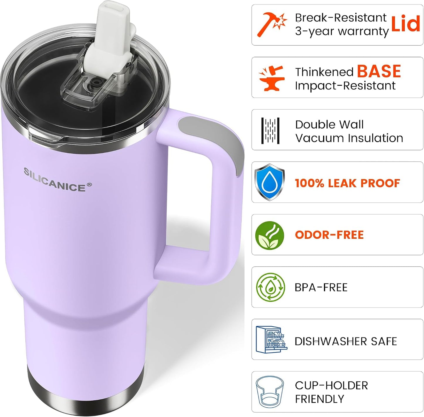 30oz Hygienic Insulated Tumbler with Handle — 100% Leakproof Lid with Removable Spout & Straw, Reinforced Vacuum-Protection Base, Cup Holder Friendly, for Travel/Gym/Office- Black