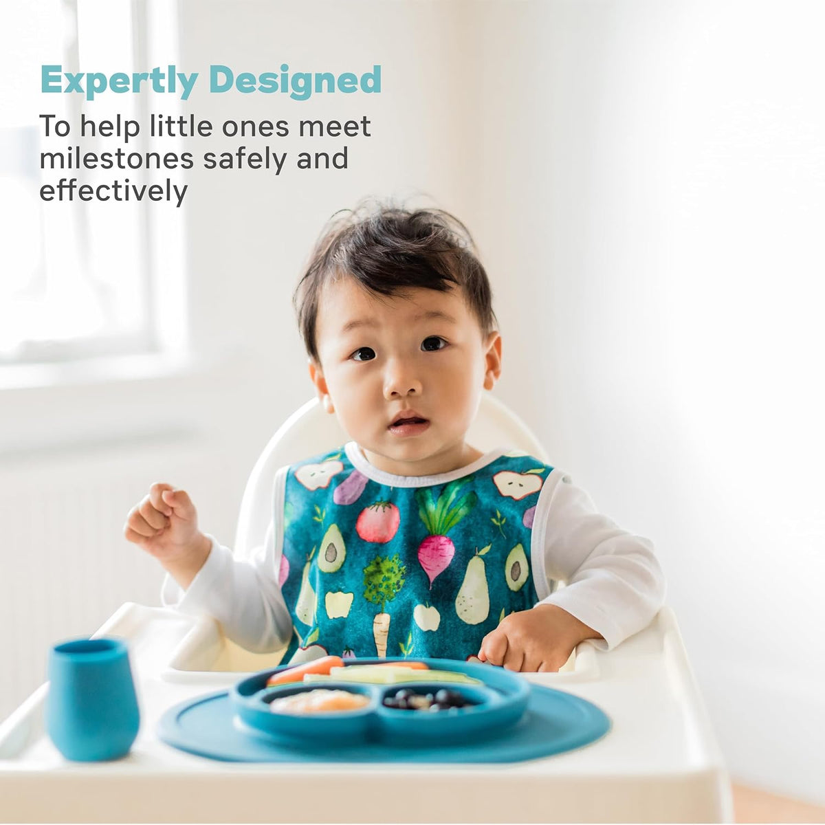 Mini Mat (Blue) + Mini Utensils (Fork & Spoon in Blue) - Toddler essentials mat and spoon
