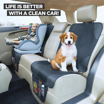 Back Seat Cover for Kids, 2 Pack X-Large Waterproof Kick Mats Backseat Protector, Durable Car Seat Back Protectors for Vehicles to Protect from Dirt, Mud & Scratches, Fits Most SUVs and Vans