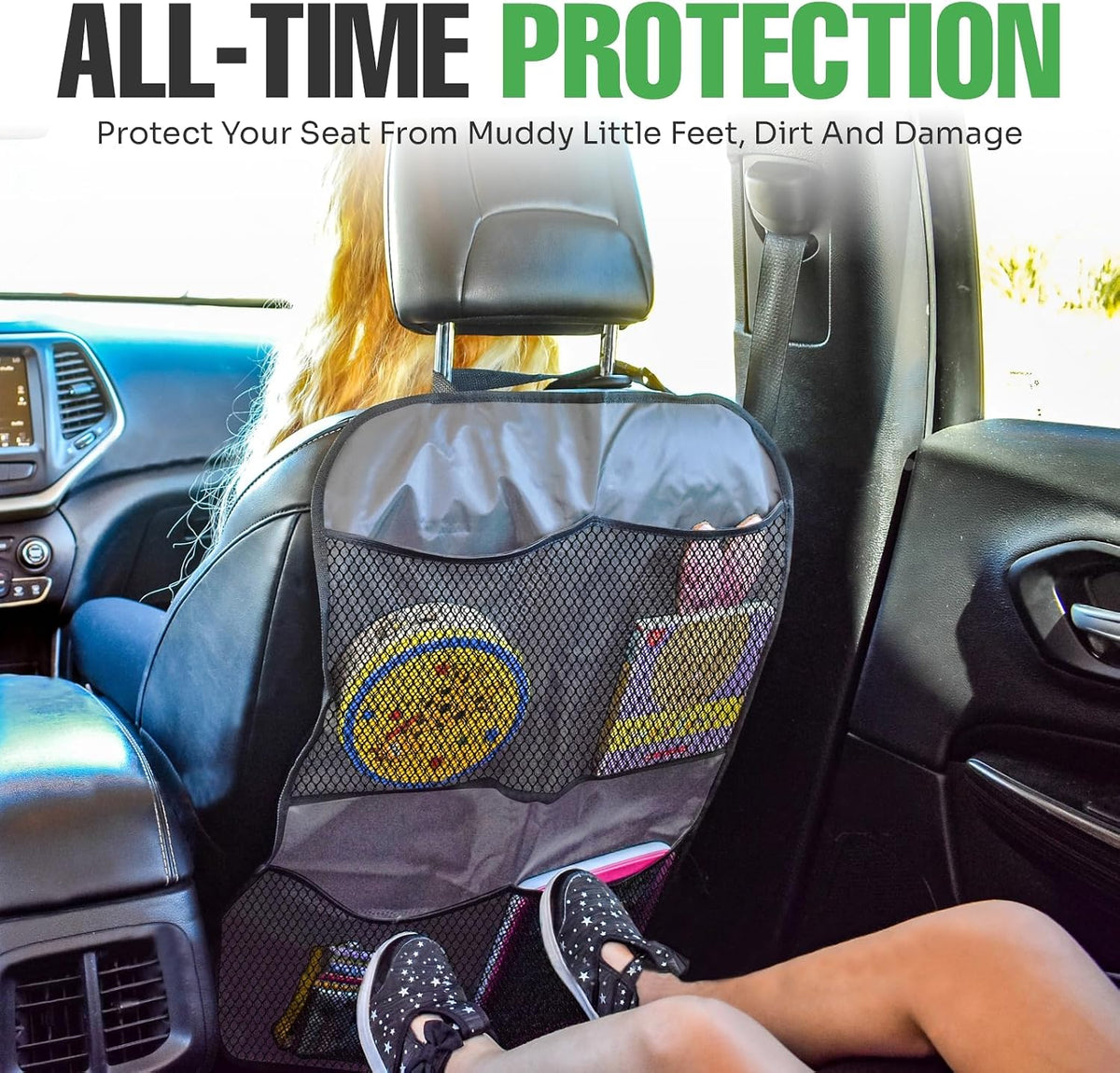 Back Seat Cover for Kids, 2 Pack X-Large Waterproof Kick Mats Backseat Protector, Durable Car Seat Back Protectors for Vehicles to Protect from Dirt, Mud & Scratches, Fits Most SUVs and Vans