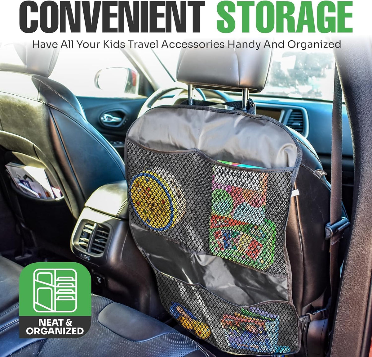 Back Seat Cover for Kids, 2 Pack X-Large Waterproof Kick Mats Backseat Protector, Durable Car Seat Back Protectors for Vehicles to Protect from Dirt, Mud & Scratches, Fits Most SUVs and Vans
