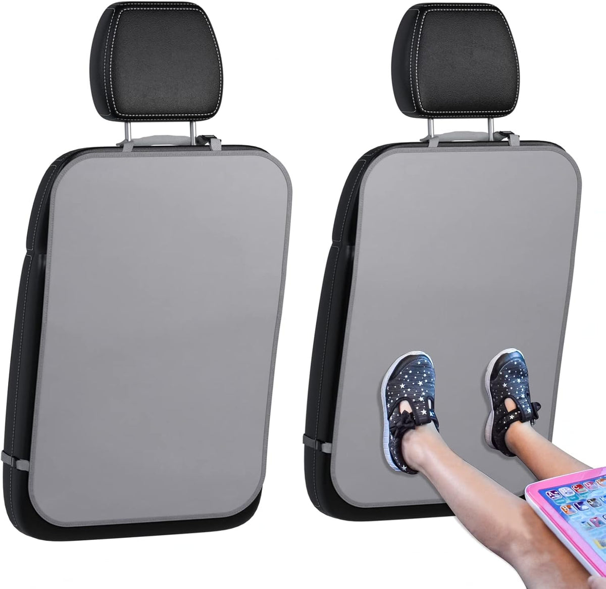 Back Seat Cover for Kids, 2 Pack X-Large Waterproof Kick Mats Backseat Protector, Durable Car Seat Back Protectors for Vehicles to Protect from Dirt, Mud & Scratches, Fits Most SUVs and Vans