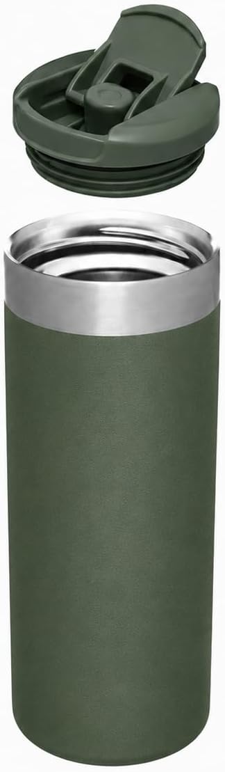 16 oz Insulated Coffee Travel Mug with Flip Lid, Stainless Steel Vacuum Tumbler, Leak-Resistant Double Wall Thermal Cup for Hot & Cold Drinks, Cream White