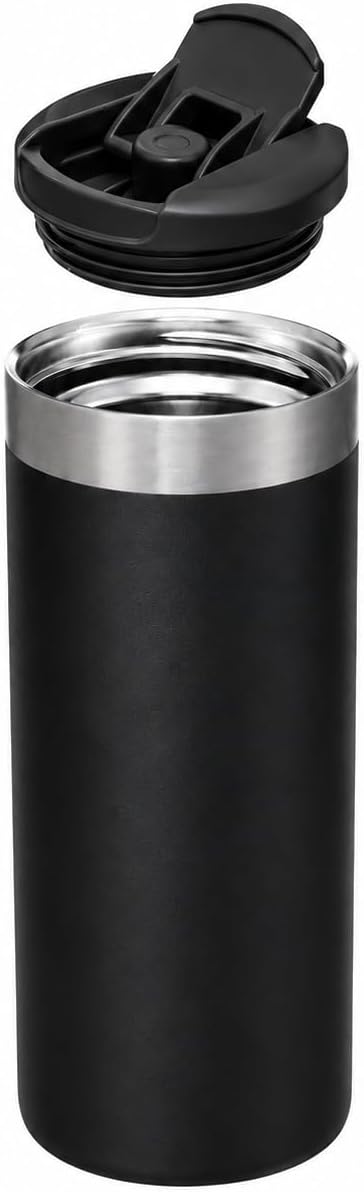 16 oz Insulated Coffee Travel Mug with Flip Lid, Stainless Steel Vacuum Tumbler, Leak-Resistant Double Wall Thermal Cup for Hot & Cold Drinks, Cream White