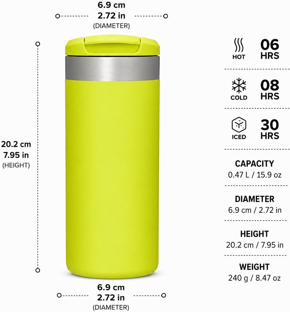 16 oz Insulated Coffee Travel Mug with Flip Lid, Stainless Steel Vacuum Tumbler, Leak-Resistant Double Wall Thermal Cup for Hot & Cold Drinks, Cream White