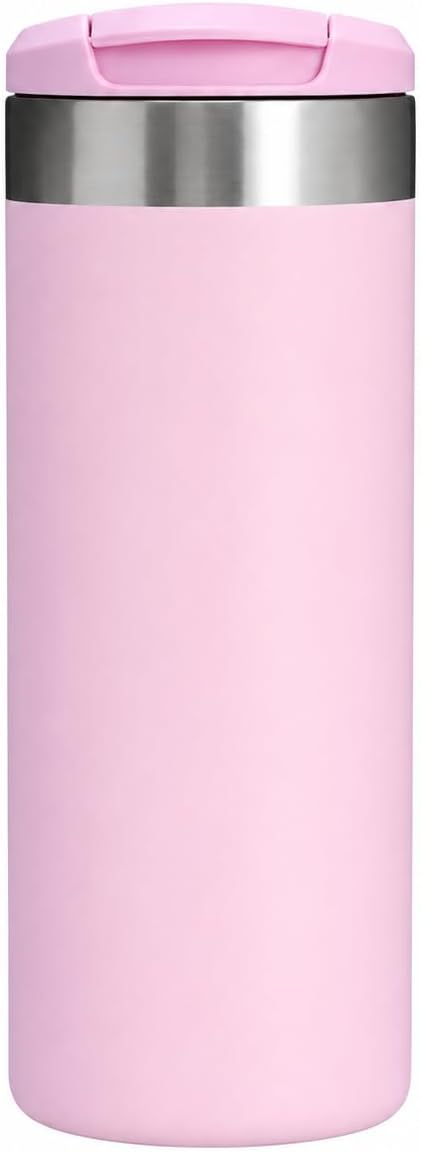 16 oz Insulated Coffee Travel Mug with Flip Lid, Stainless Steel Vacuum Tumbler, Leak-Resistant Double Wall Thermal Cup for Hot & Cold Drinks, Cream White