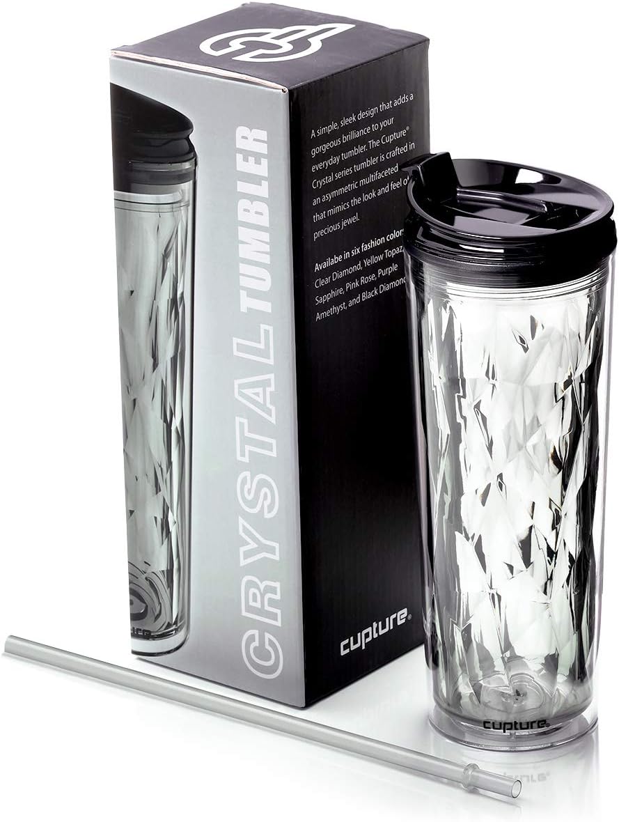 Crystal Click & Seal Shake Tumbler Cup for Hot or Cold Drinks - 22 oz (Purple Amethyst)