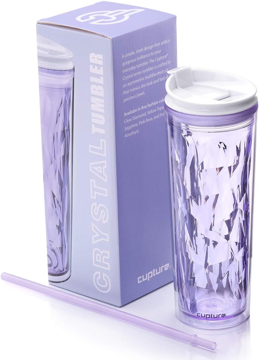 Crystal Click & Seal Shake Tumbler Cup for Hot or Cold Drinks - 22 oz (Purple Amethyst)