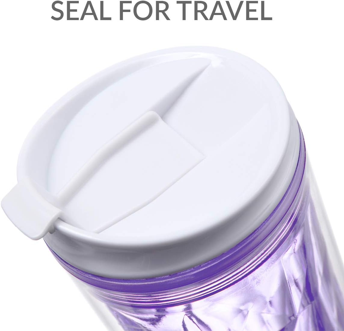 Crystal Click & Seal Shake Tumbler Cup for Hot or Cold Drinks - 22 oz (Purple Amethyst)