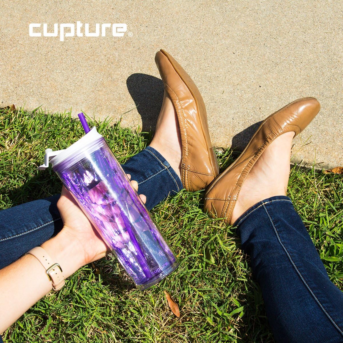 Crystal Click & Seal Shake Tumbler Cup for Hot or Cold Drinks - 22 oz (Purple Amethyst)