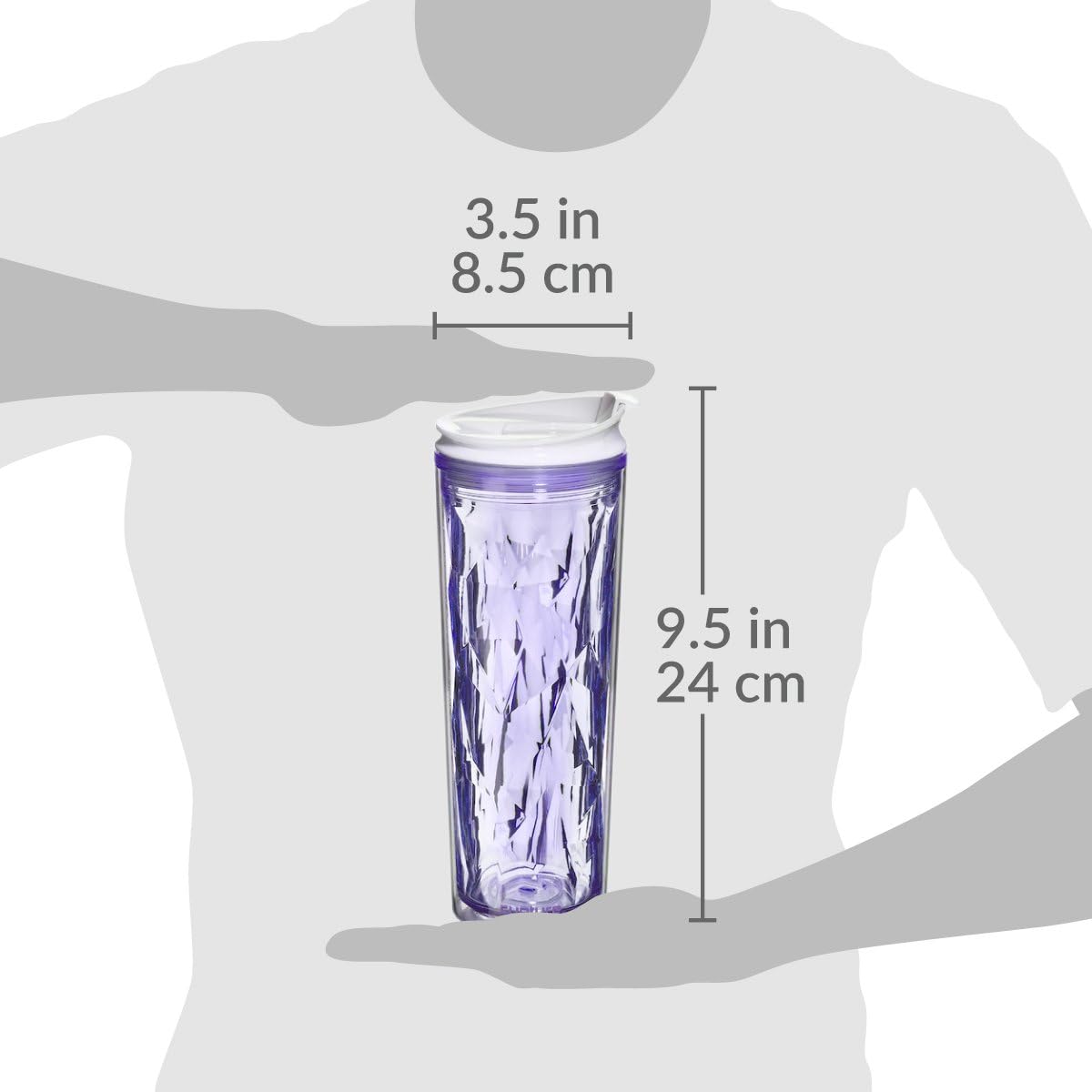 Crystal Click & Seal Shake Tumbler Cup for Hot or Cold Drinks - 22 oz (Purple Amethyst)