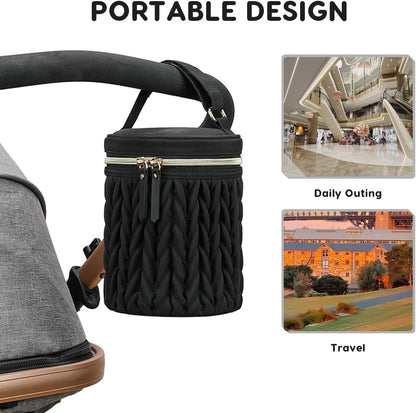 Multifunctional Insulated Baby Bottle Bag,Waterproof Thermal Bottle Tote Bag Portable Travel Breastmilk Cooler Bags Milk Bottles Holder Storage Bags for Daycare Outdoor(Khaki)
