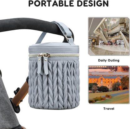 Multifunctional Insulated Baby Bottle Bag,Waterproof Thermal Bottle Tote Bag Portable Travel Breastmilk Cooler Bags Milk Bottles Holder Storage Bags for Daycare Outdoor(Khaki)