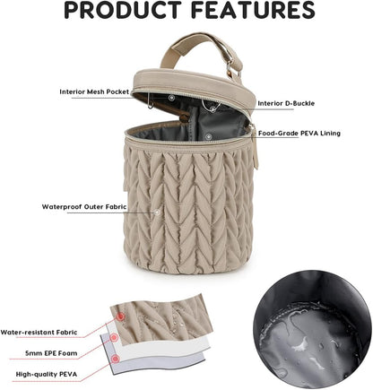 Multifunctional Insulated Baby Bottle Bag,Waterproof Thermal Bottle Tote Bag Portable Travel Breastmilk Cooler Bags Milk Bottles Holder Storage Bags for Daycare Outdoor(Khaki)