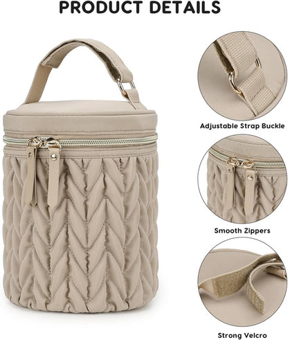 Multifunctional Insulated Baby Bottle Bag,Waterproof Thermal Bottle Tote Bag Portable Travel Breastmilk Cooler Bags Milk Bottles Holder Storage Bags for Daycare Outdoor(Khaki)