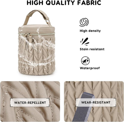 Multifunctional Insulated Baby Bottle Bag,Waterproof Thermal Bottle Tote Bag Portable Travel Breastmilk Cooler Bags Milk Bottles Holder Storage Bags for Daycare Outdoor(Khaki)